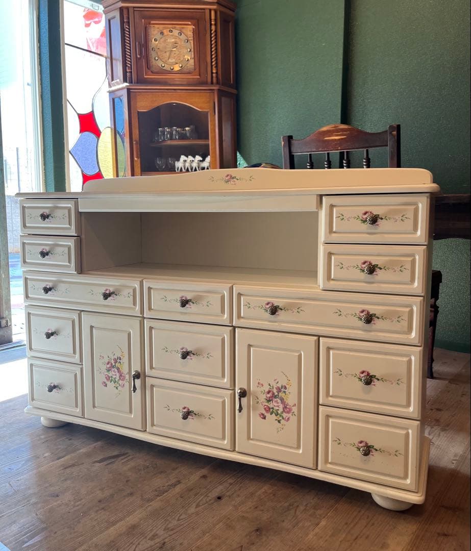 ロココ調 白家具 インテリア アンティーク 薔薇 ローズ チェスト 姫系