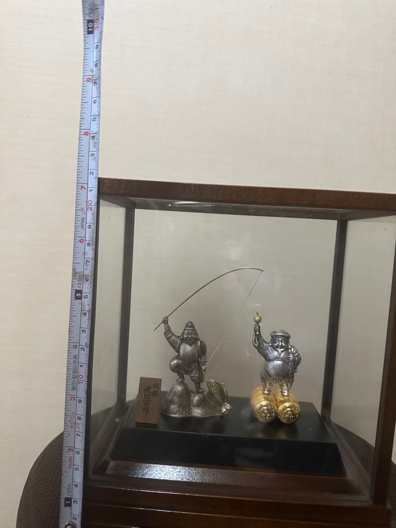 純銀製　恵比寿　大黒天 置物　ケース付 縁起物
