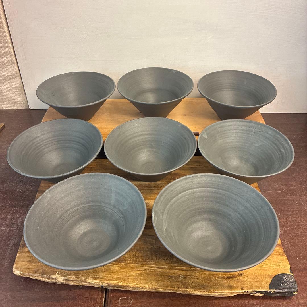 新品　陶器　陶芸作家　角底丼鉢8個 612