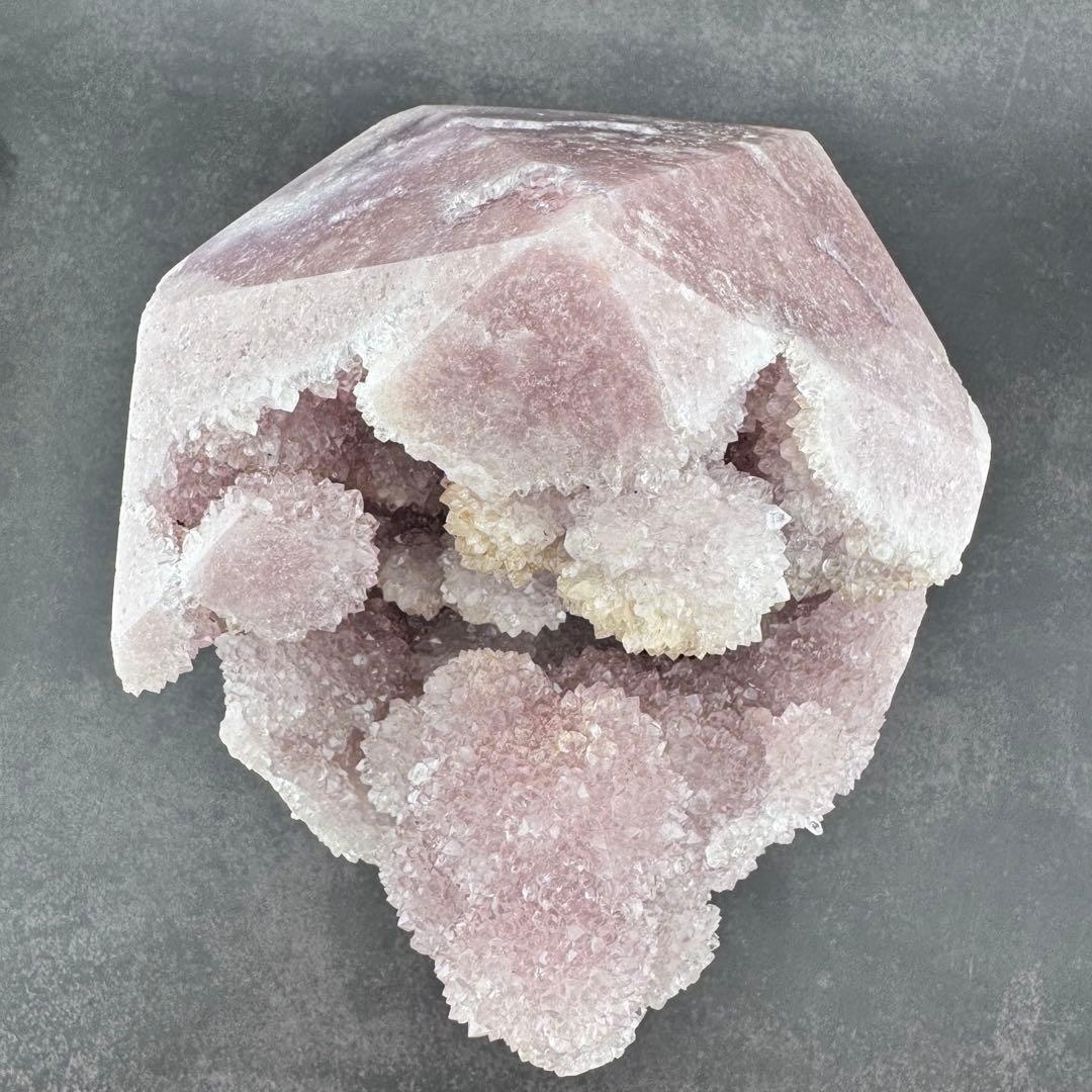 G-164 希少 大型ピンクアメジスト ドゥルージー クォーツ ポイント 原石