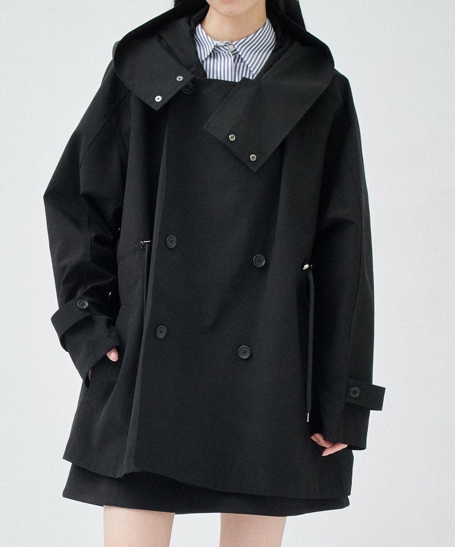 ヴァシュモン　リサイクルシェルタフタショートトレンチ　ブラック