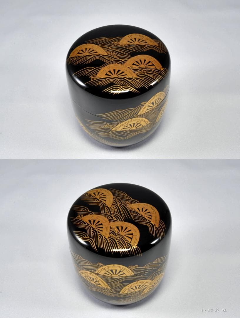 中村宗尹 片輪車蒔絵 大棗 内銀溜 共箱 茶道具