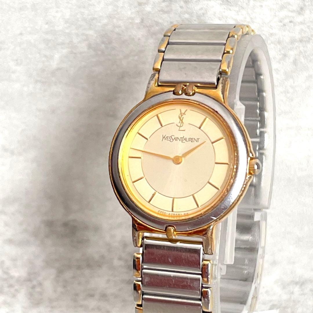 稼動品　YSL イヴサンローラン　シャンパン　ゴールド　コンビ　腕時計