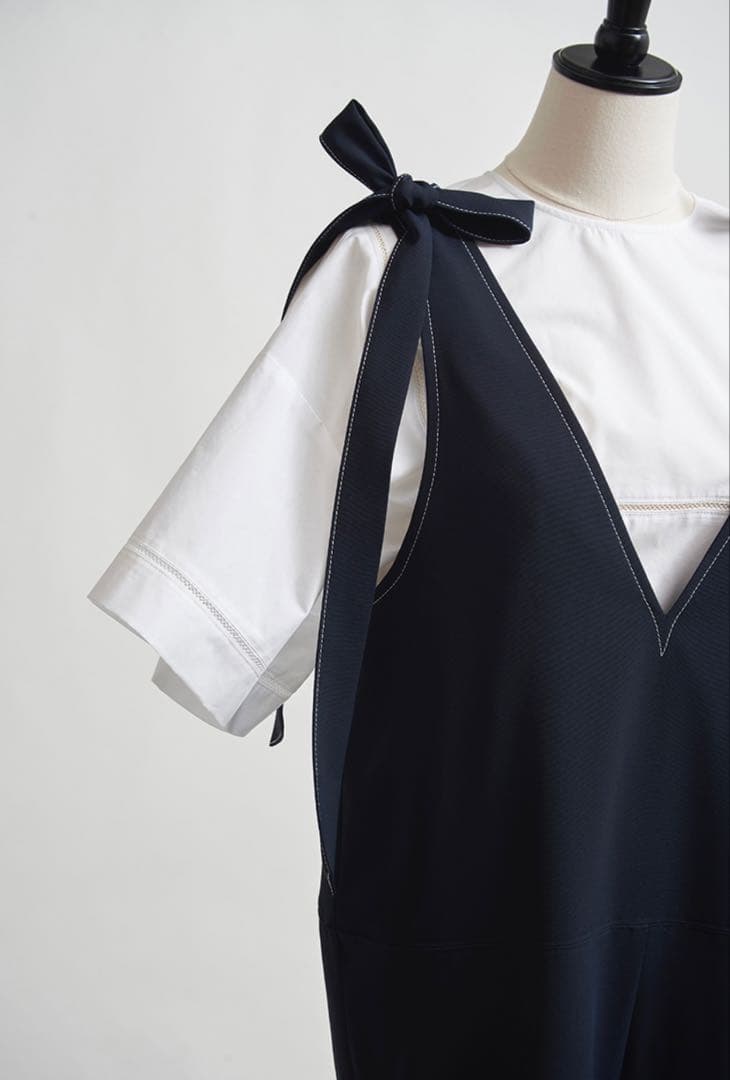 【さわさわ様】yori トリアセリボンサロペット 36 ネイビー