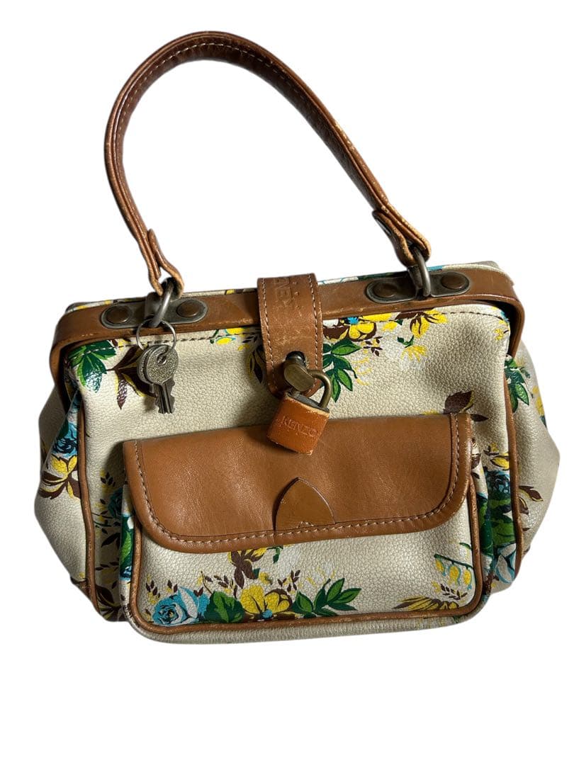 KENZO ケンゾー vintage 花柄バッグ 鍵付き 南京錠 ヴィンテージ