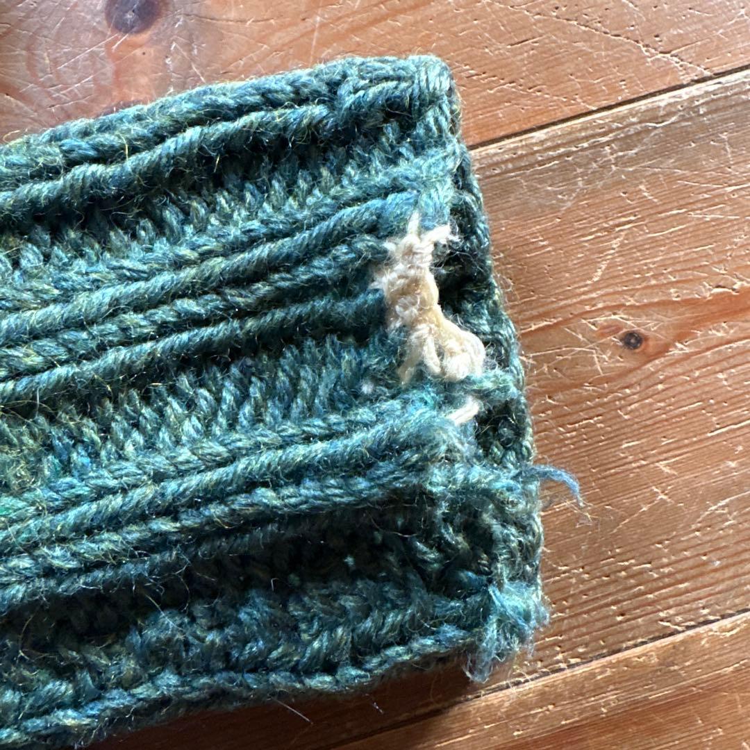 【60sビンテージ】カウチンセーター 緑 メランジ アーガイル 雪 ノルディック