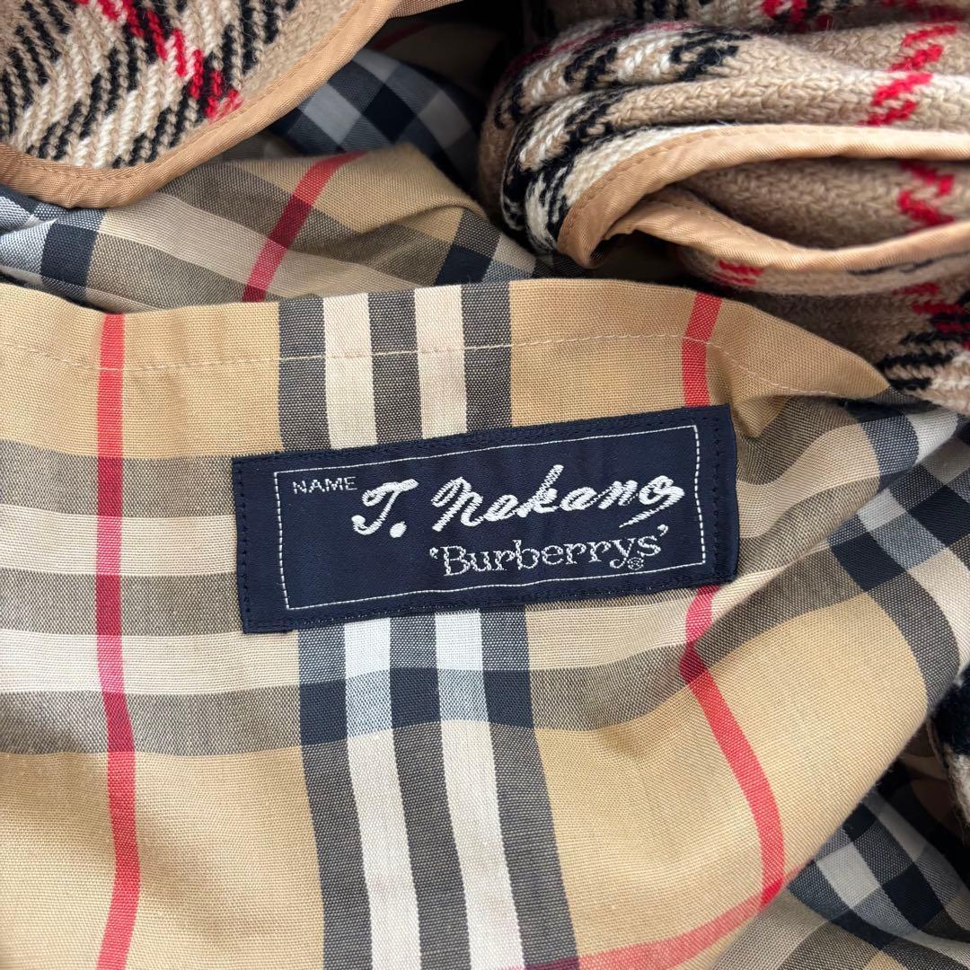 バーバリー ノバチェック ステンカラーコート　ライナー付 メンズL相当アイボリー