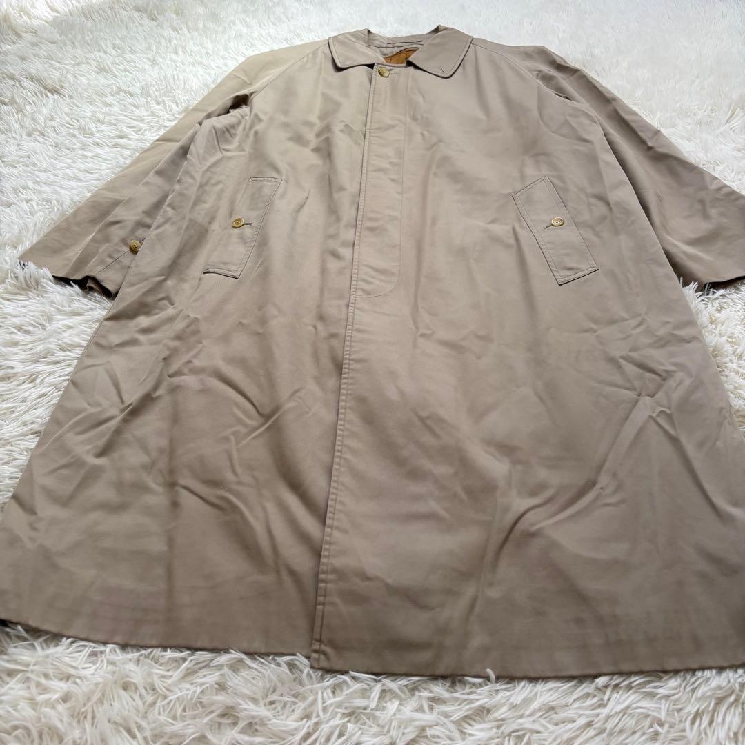 バーバリー ノバチェック ステンカラーコート　ライナー付 メンズL相当アイボリー