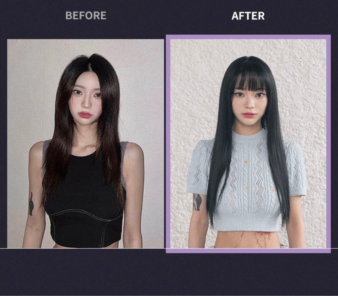 Pinkage手植えフルウィッグストレート25インチレイクカットモースト原糸