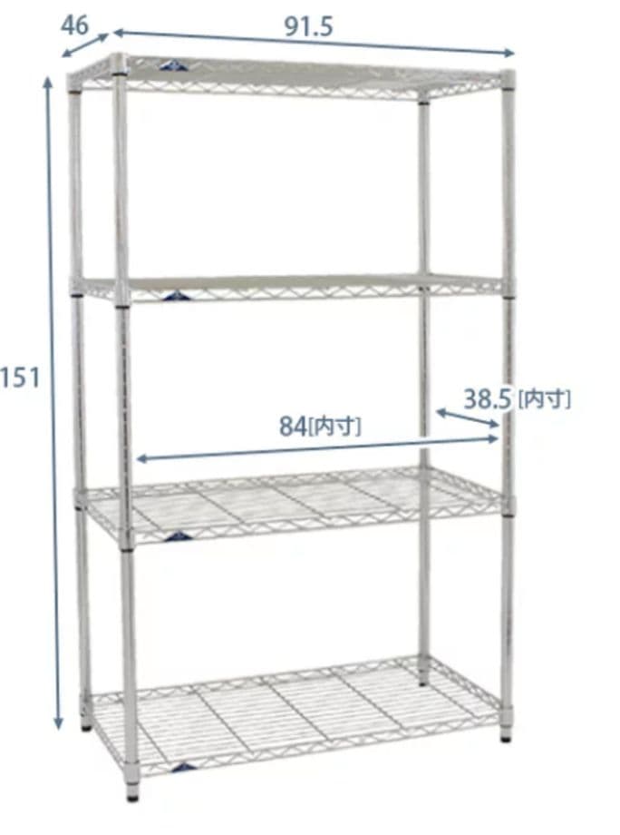 棚板耐荷重1枚あたり135kg4段90Wメタルラック