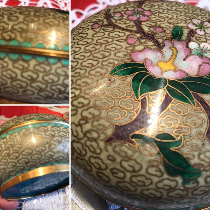 147 アンティーク七宝焼 有線七宝 ジュエリーケース 小物入れ