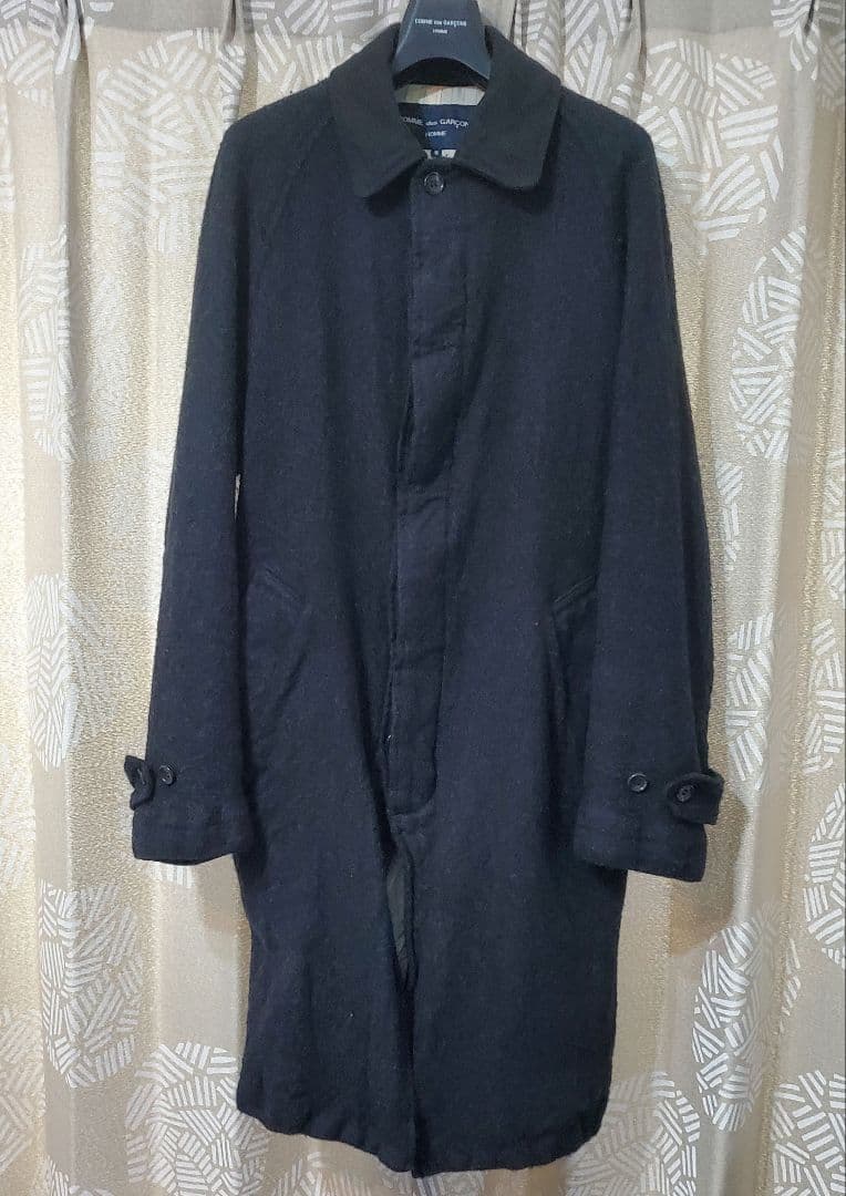 COMME des GARÇONS HOMME 縮絨バルマカーンコート 黒