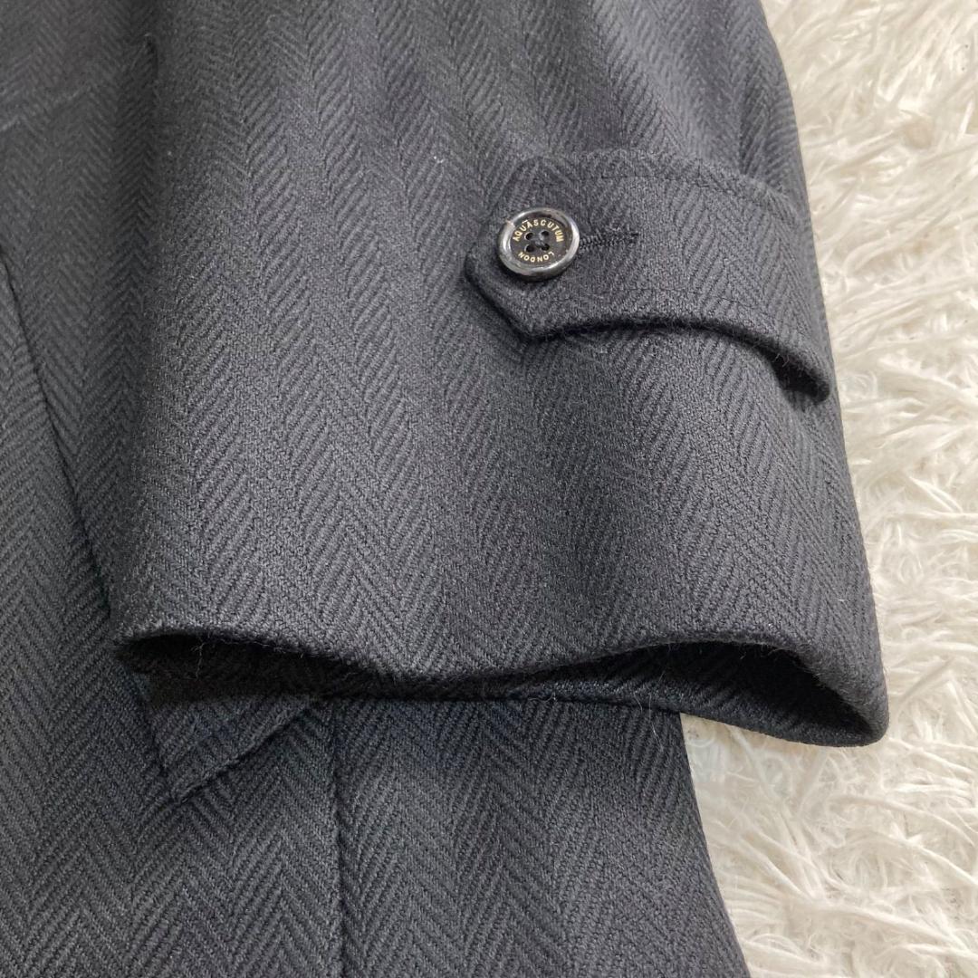 美品✨アクアスキュータム ヘリンボーン ウール ステンカラーコート ロングコート