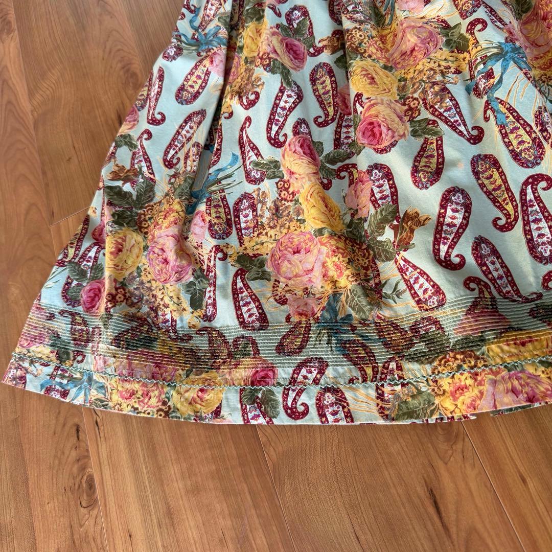 カネコイサオ ペイズリー 薔薇柄 ロングワンピース 半袖 ピンクハウス