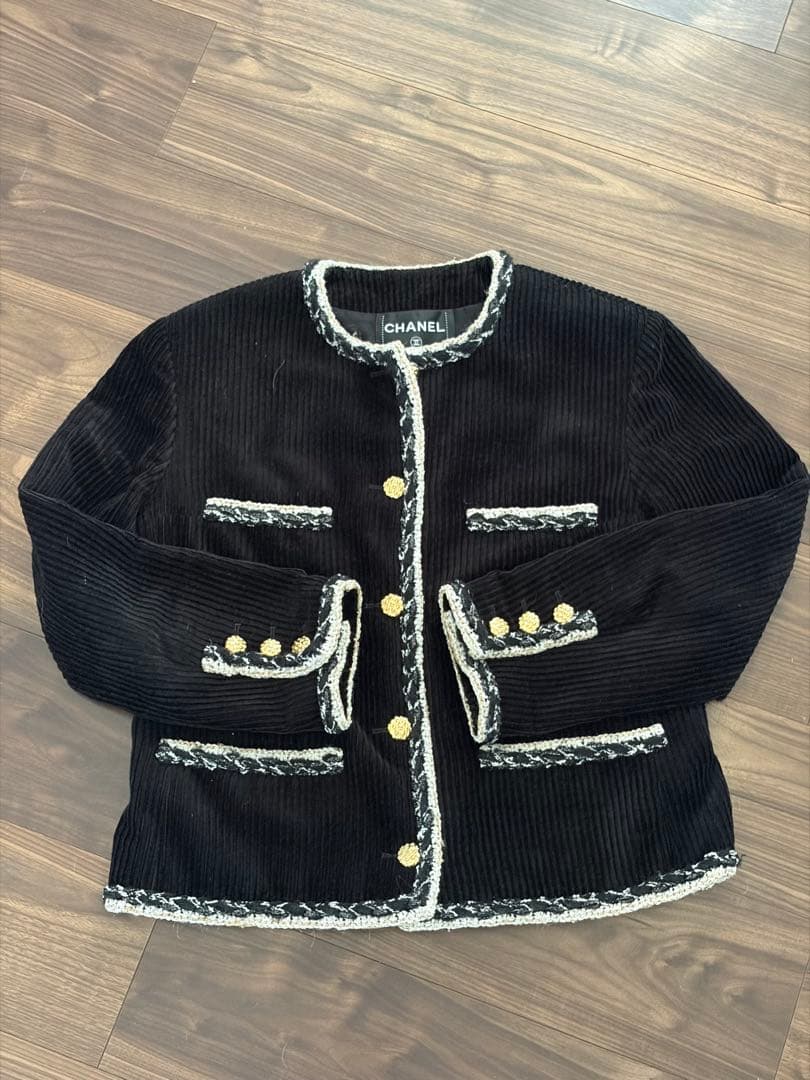 CHANEL コーデュロイジャケット 40サイズ ブラック