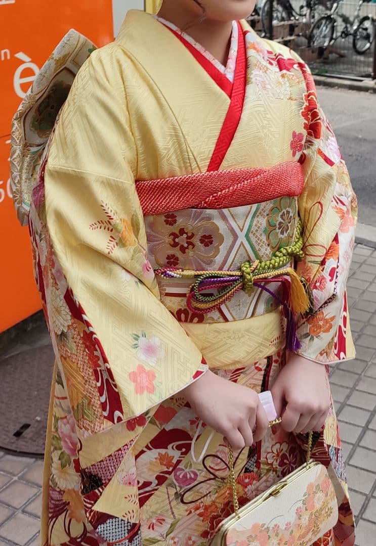 京都友禅の振袖 黄色 フルセットです