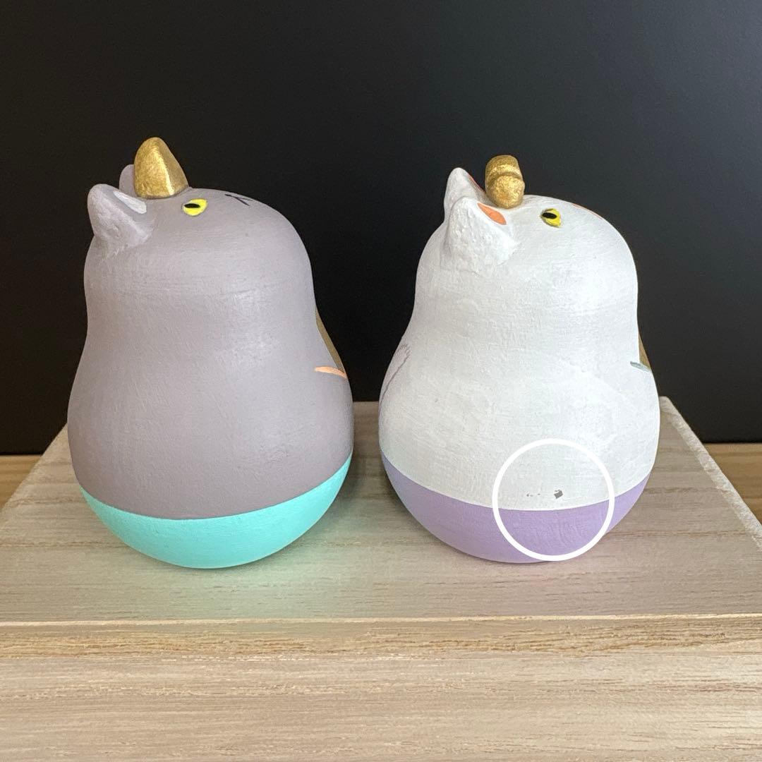 ねこマトリョーシカ　木製　白グレー