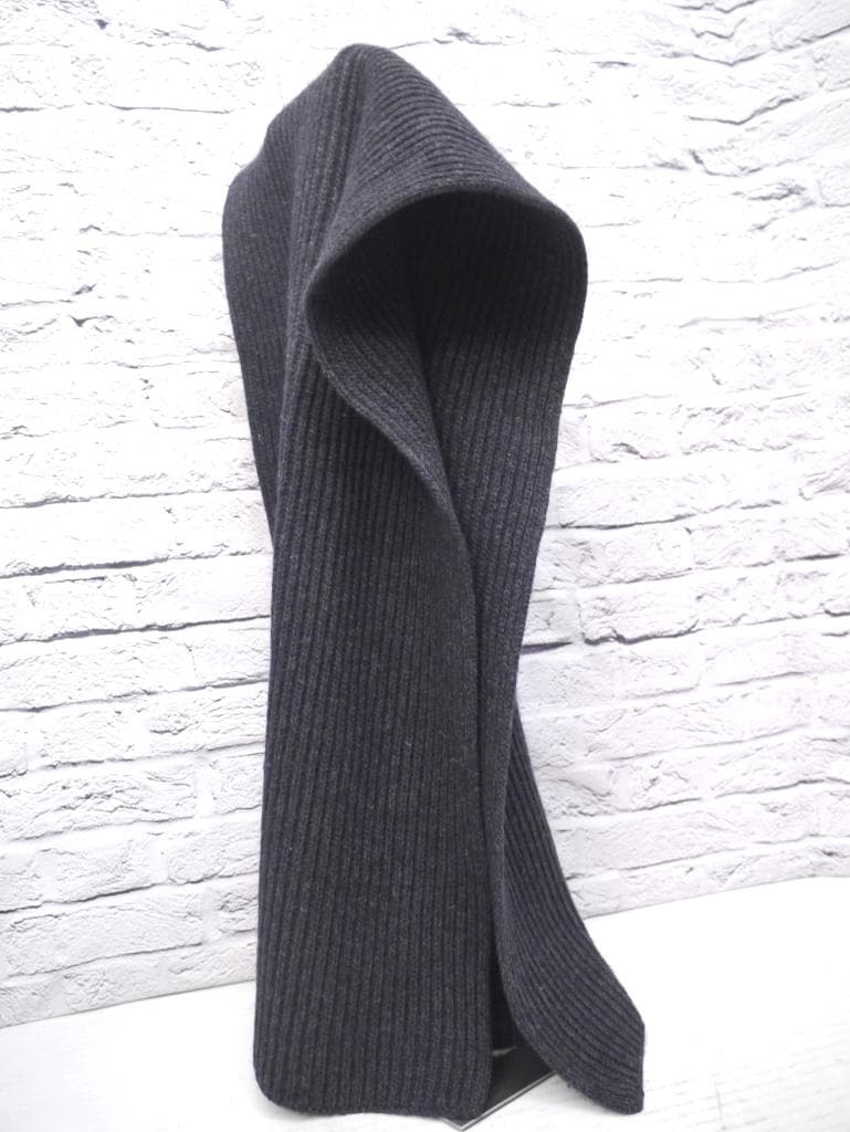 ◆ PRADA プラダ RN.98339 カシミヤ混ウール ニット マフラー 灰