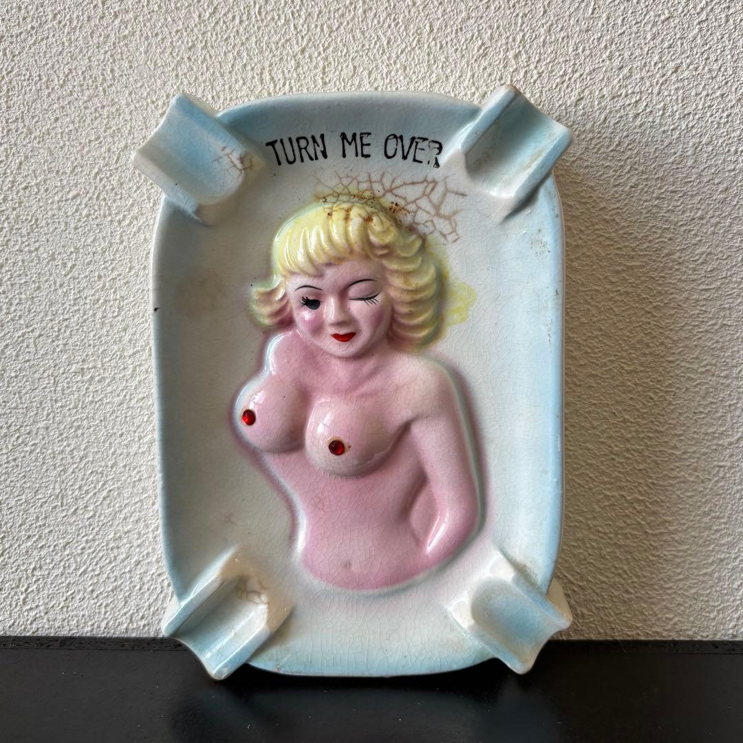 1950s アンティーク　ヌード　ガール　ピンナップ　アシュトレイ　陶器製