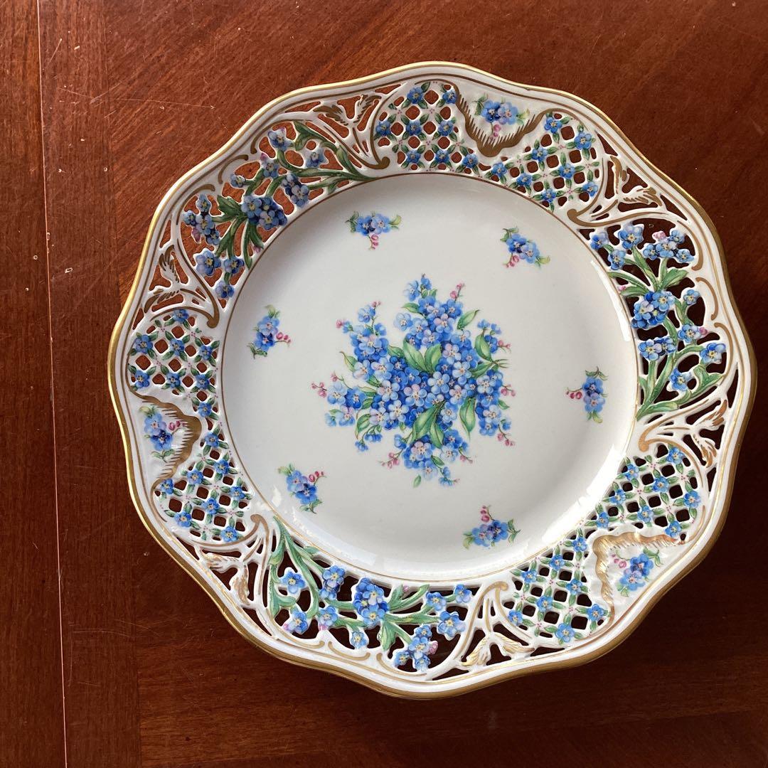 SCHUMANNBAVARIA 勿忘草24cmピアスプレートアンティーク《B》