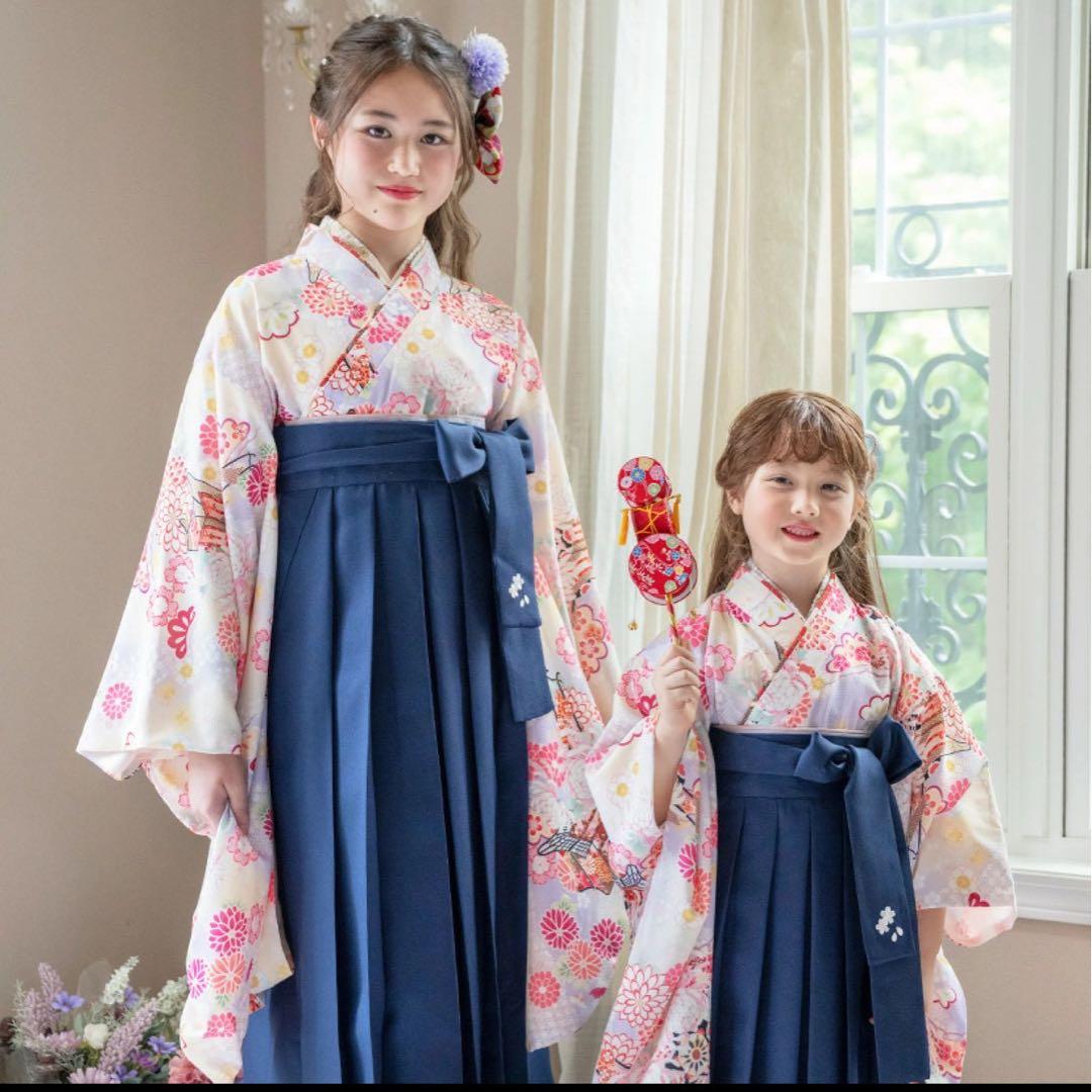 キャサリンコテージ 袴 160㎝　いにしえ華車藤×紺袴[A4]　小学校卒業式