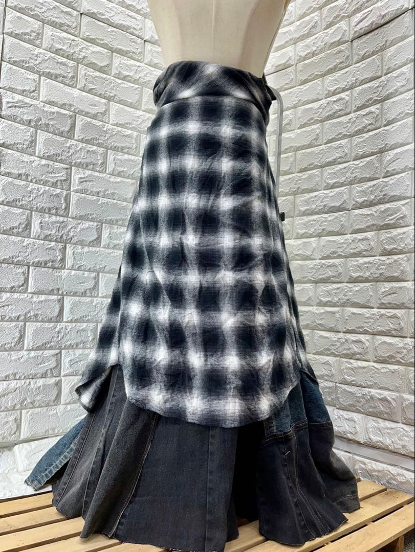 ★あられちゃん様お取り置き　ホルターネックチェックシャツドッキングアレンジ