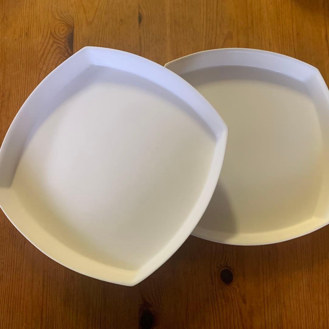 ホワイト四角形皿2枚セット