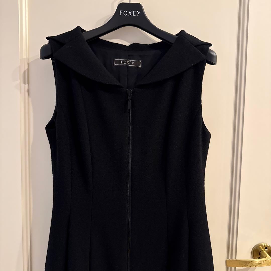 FOXEY ロングワンピース 2way ジレ　jupiter 黒　40 秋冬