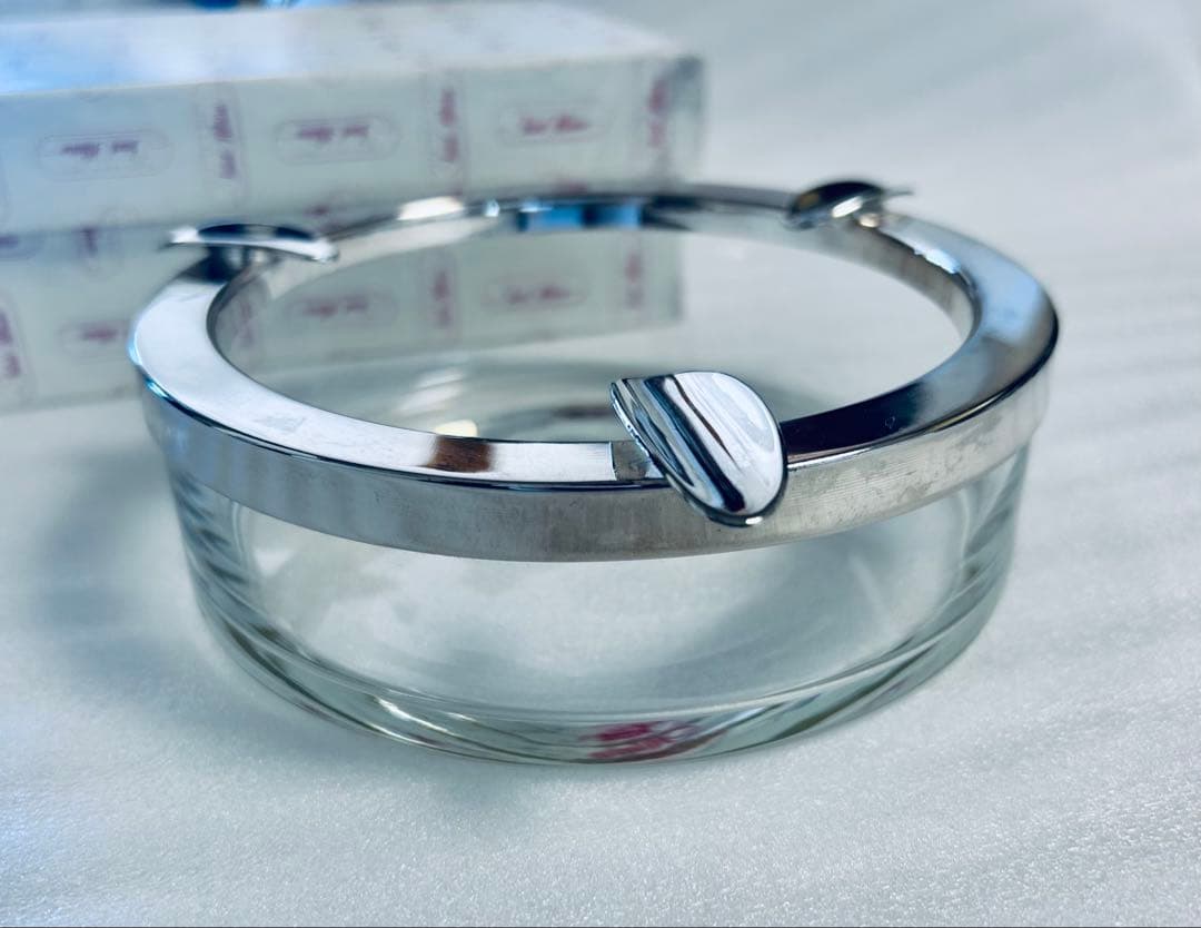 SAINT HILAIRE サンティレール クリスタル灰皿　銀製口枠