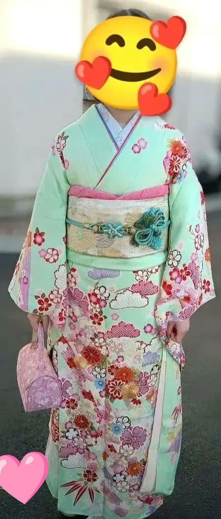 一蔵 正絹振袖＆小物フルセット パステルグリーン系