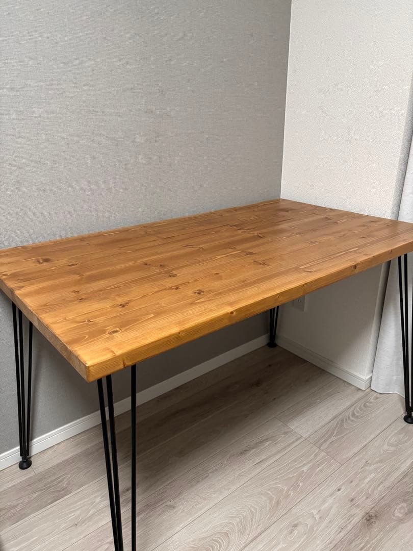 【送料込】LOWYA天然木ダイニングテーブル スチール脚 幅120