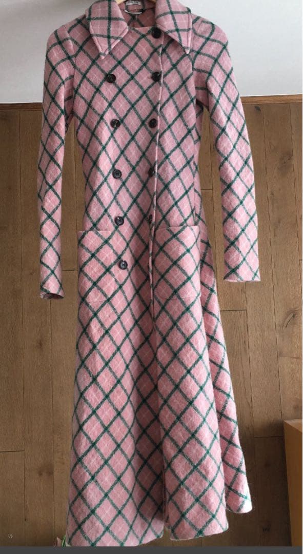 極美品 miu miu ミュウミュウ 　チェック　ロング　コート