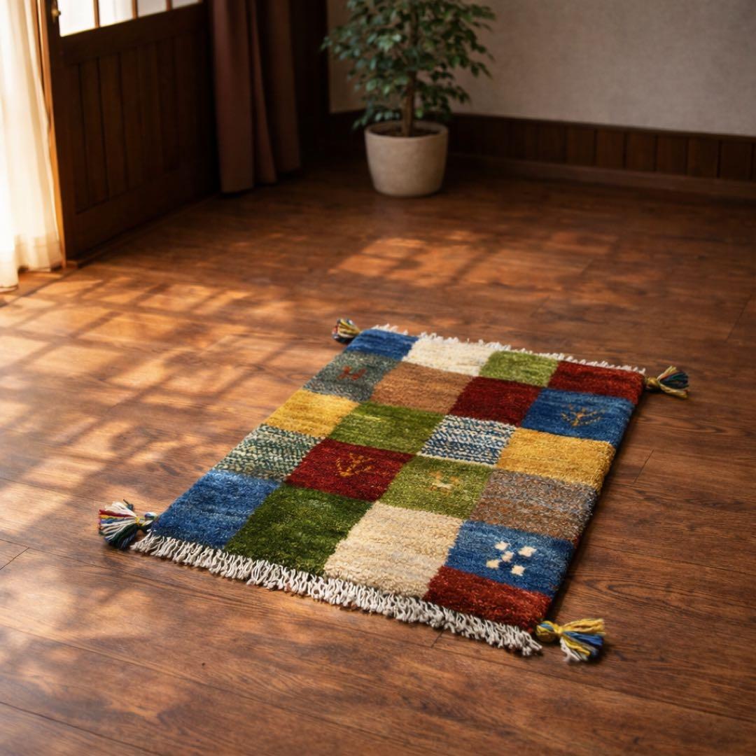 ペルシャギャッベ (ギャベ) ギャッベ 玄関マット No.2378