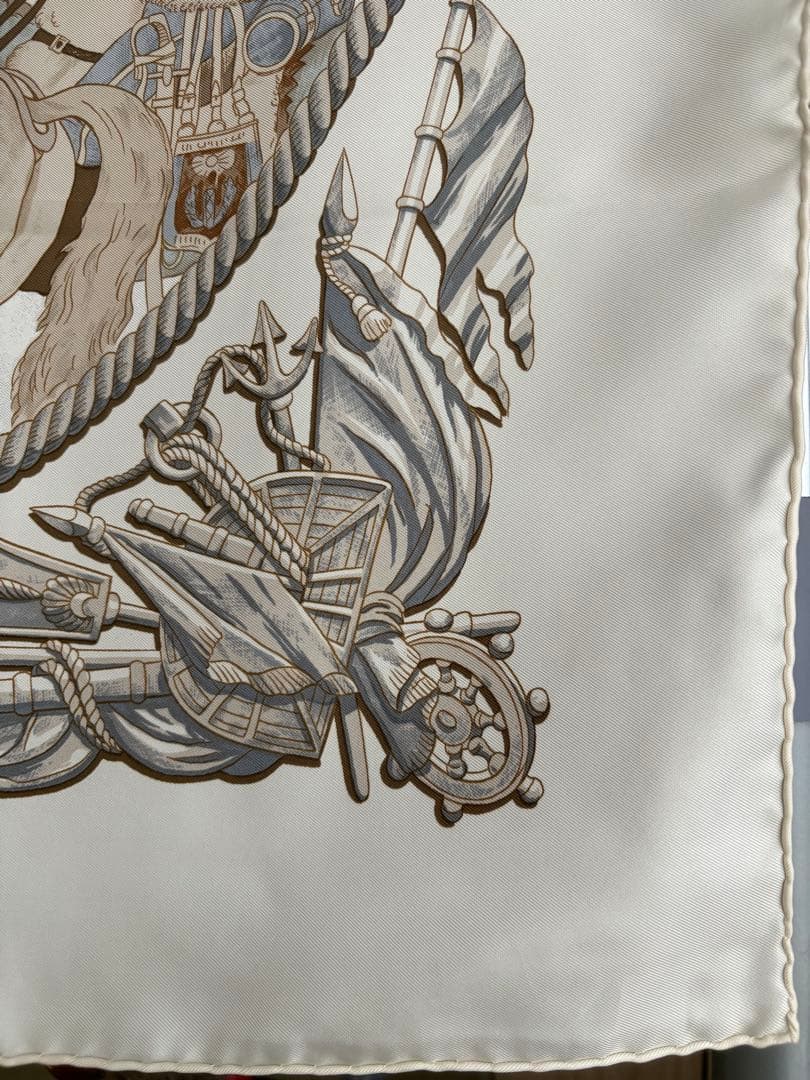 美品 エルメス カレ90 MARINE ET CAVALERIE 海と騎兵隊