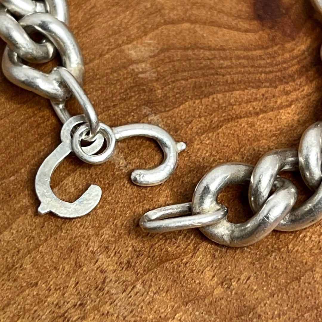 US ヴィンテージ シルバー IDヘビープレート ブレスレット STESLING