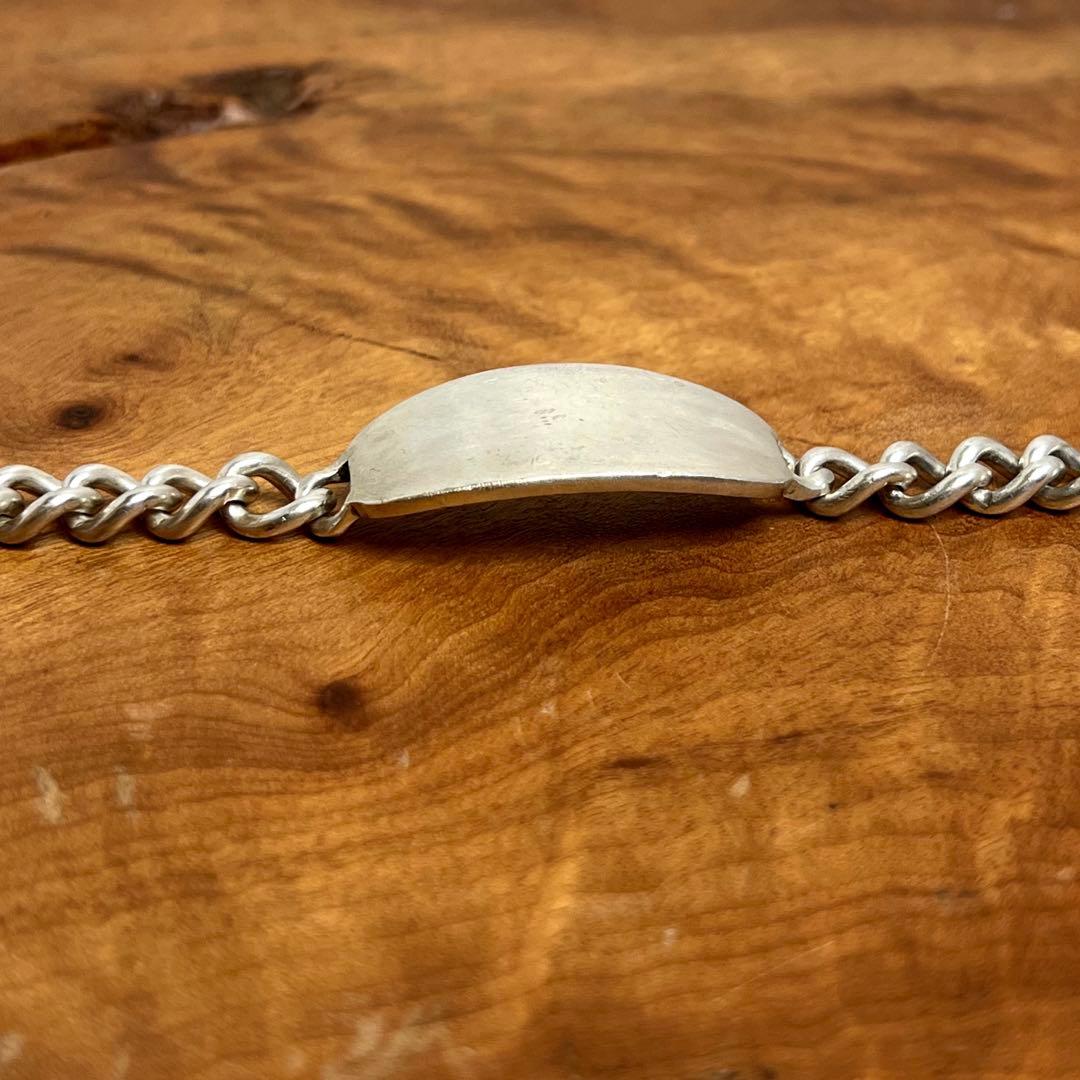 US ヴィンテージ シルバー IDヘビープレート ブレスレット STESLING