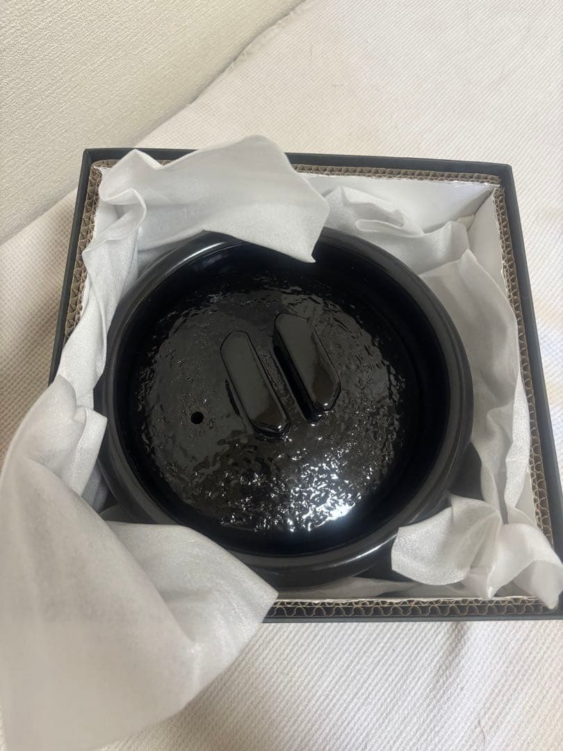 新信楽 雲井窯　御飯鍋　黒楽　二合炊き　新品未使用