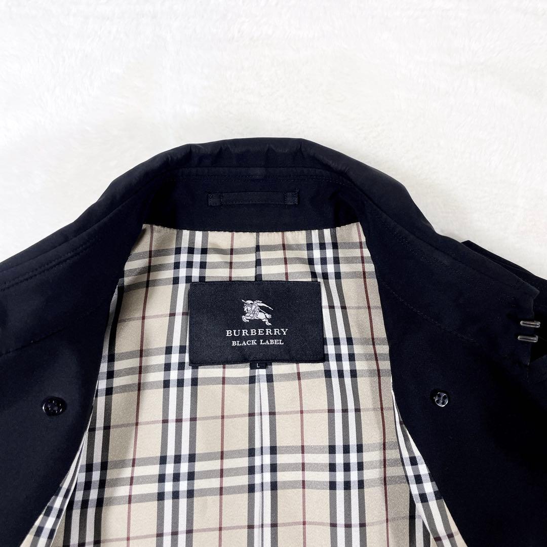 美品 バーバリーブラックレーベル トレンチコート ノバチェック ベルト 黒 L