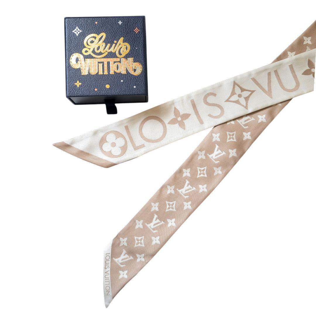 美品☆ルイヴィトン スカーフ バンドーBB モノグラム インフィニティ ベージュ