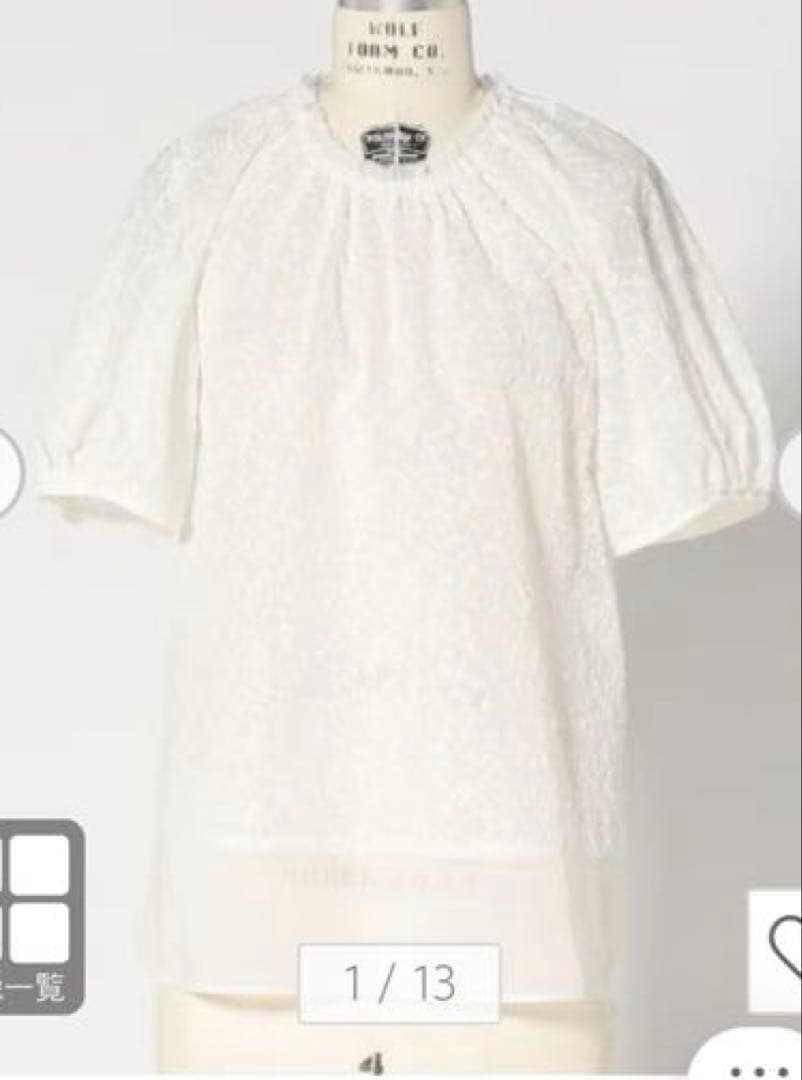 DRAWER 2025年ss エンブロイダリーハーフスリーブブラウス36サイズ