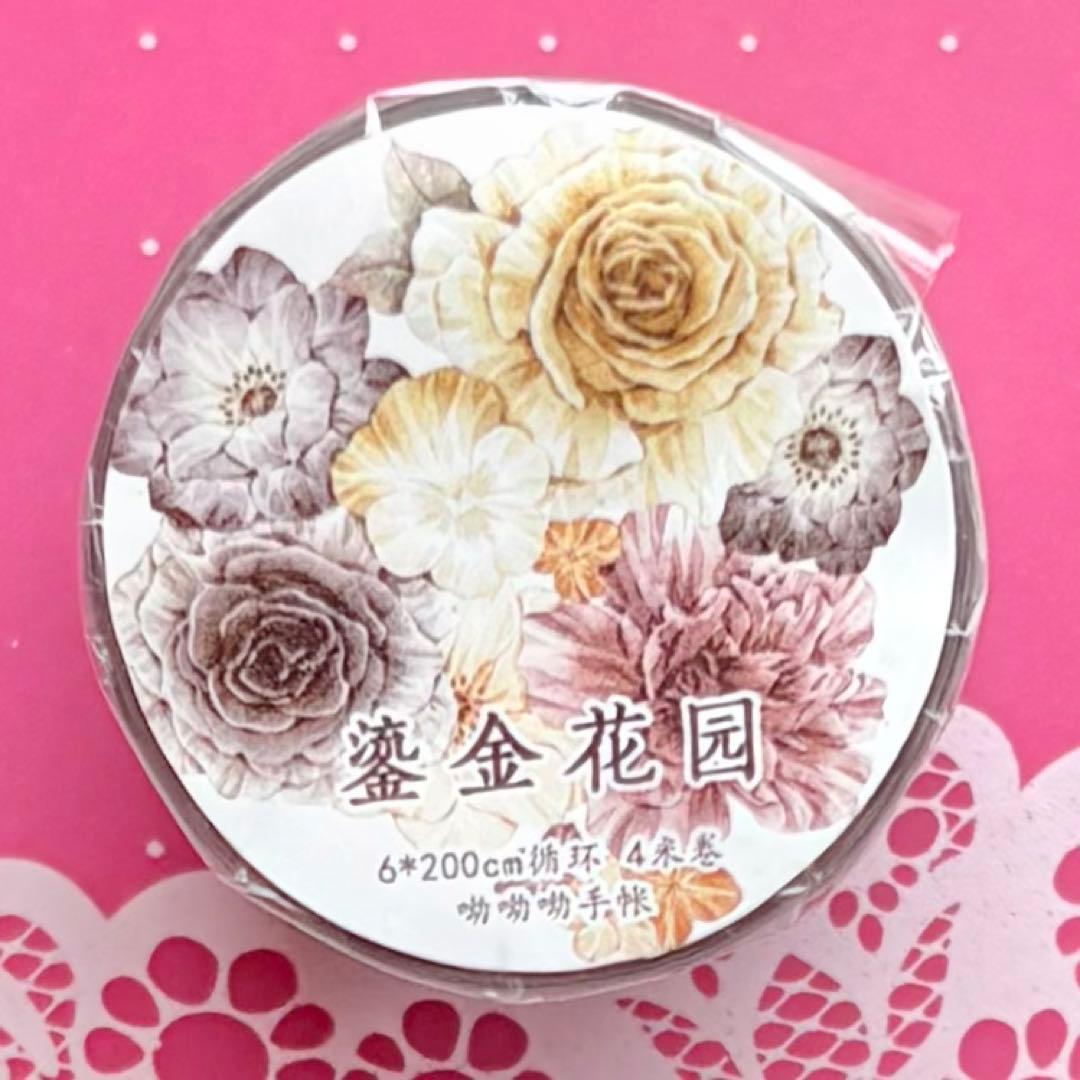 PET 鎏金花园 6cm×4m 海外マスキングテープ　海外マステ　花