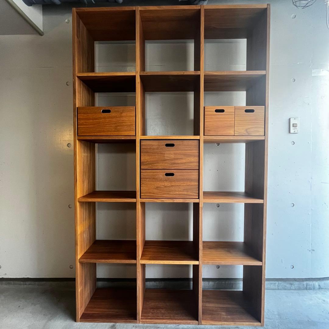 Herbpet★無印スタッキングシェルフセット５段×３列ウォールナット材