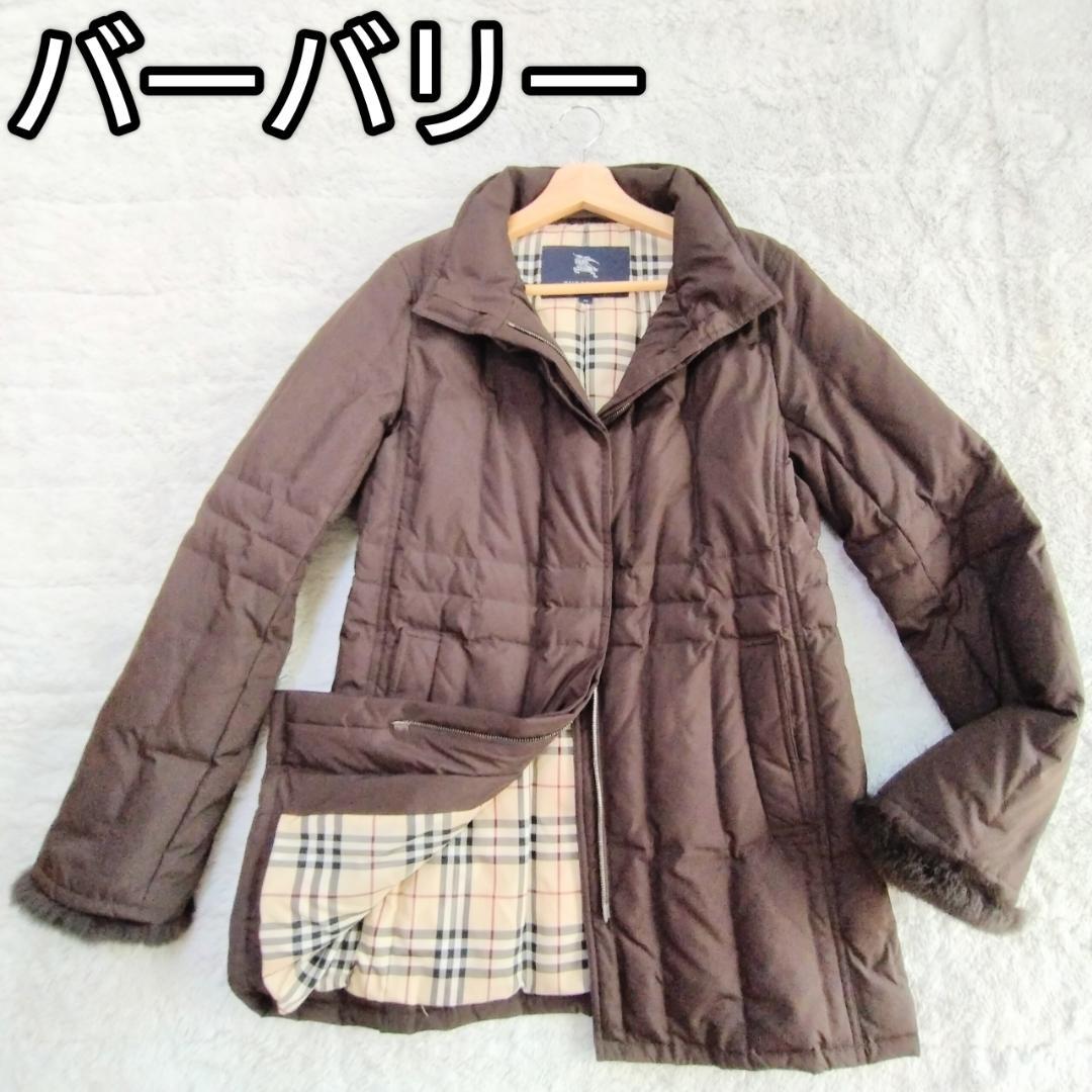 バーバリーロンドン　ダウンJK　38　ノバチェック　ラビット 三陽商会 シンプル