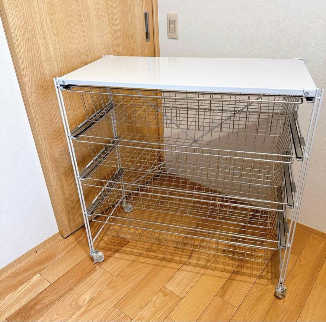 無印良品 ステンレスユニットシェルフ ワイヤーバスケット 4段