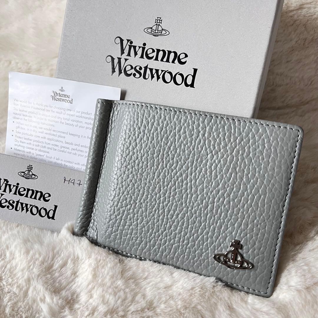 新品◇メンズ ヴィヴィアンウエストウッド 財布 マネークリップ折財布 グレー