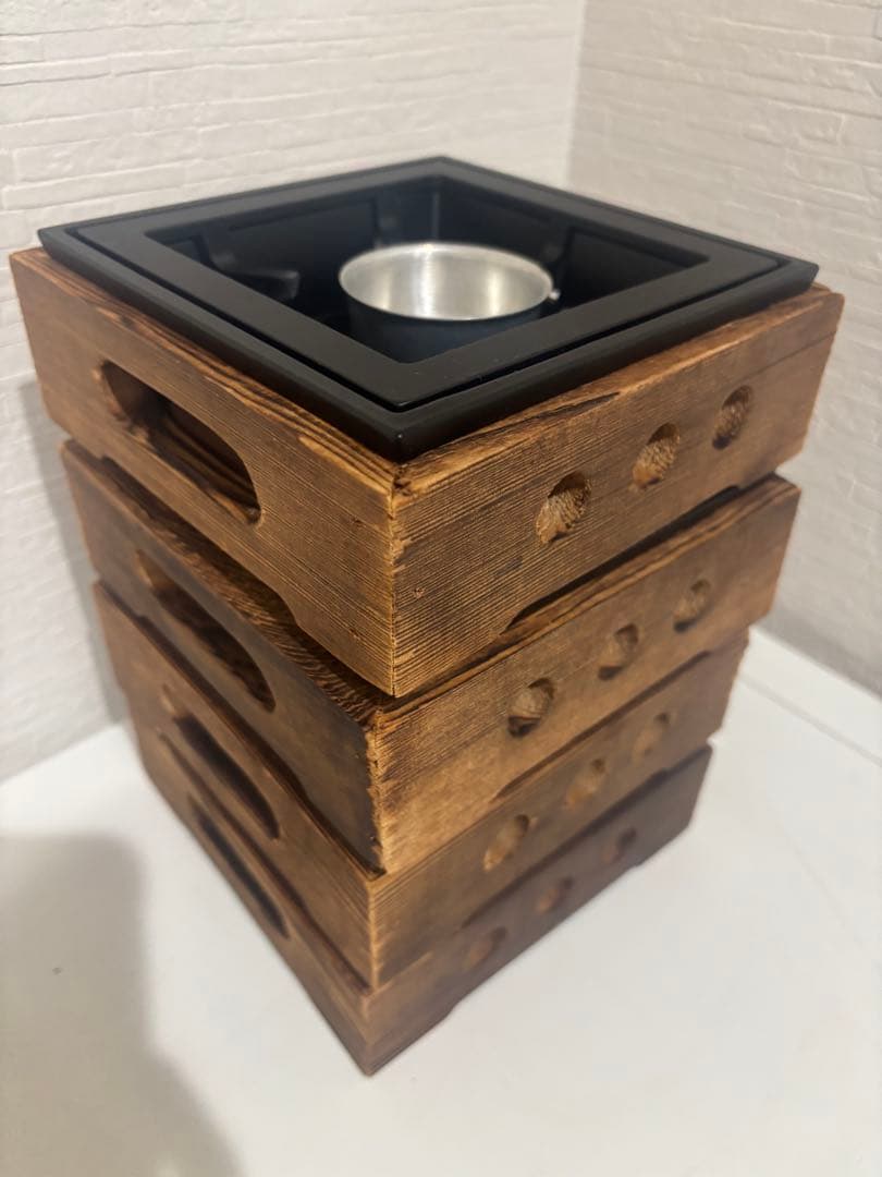 84.民芸調 1人用卓上コンロ台 計4個セット キャンプ　アウトドア等