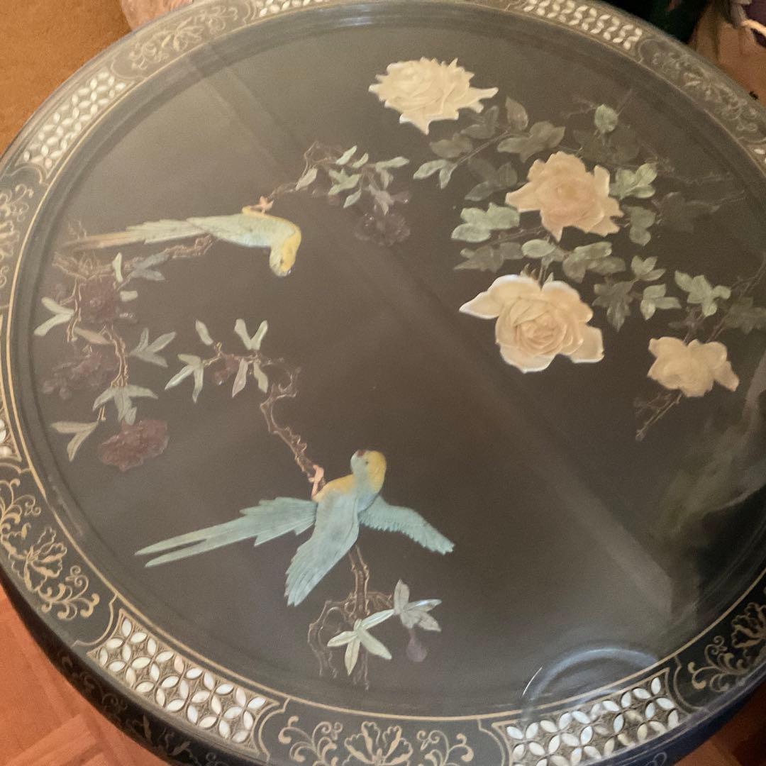 美品‼️螺鈿テーブル＆椅子4脚セット‼️