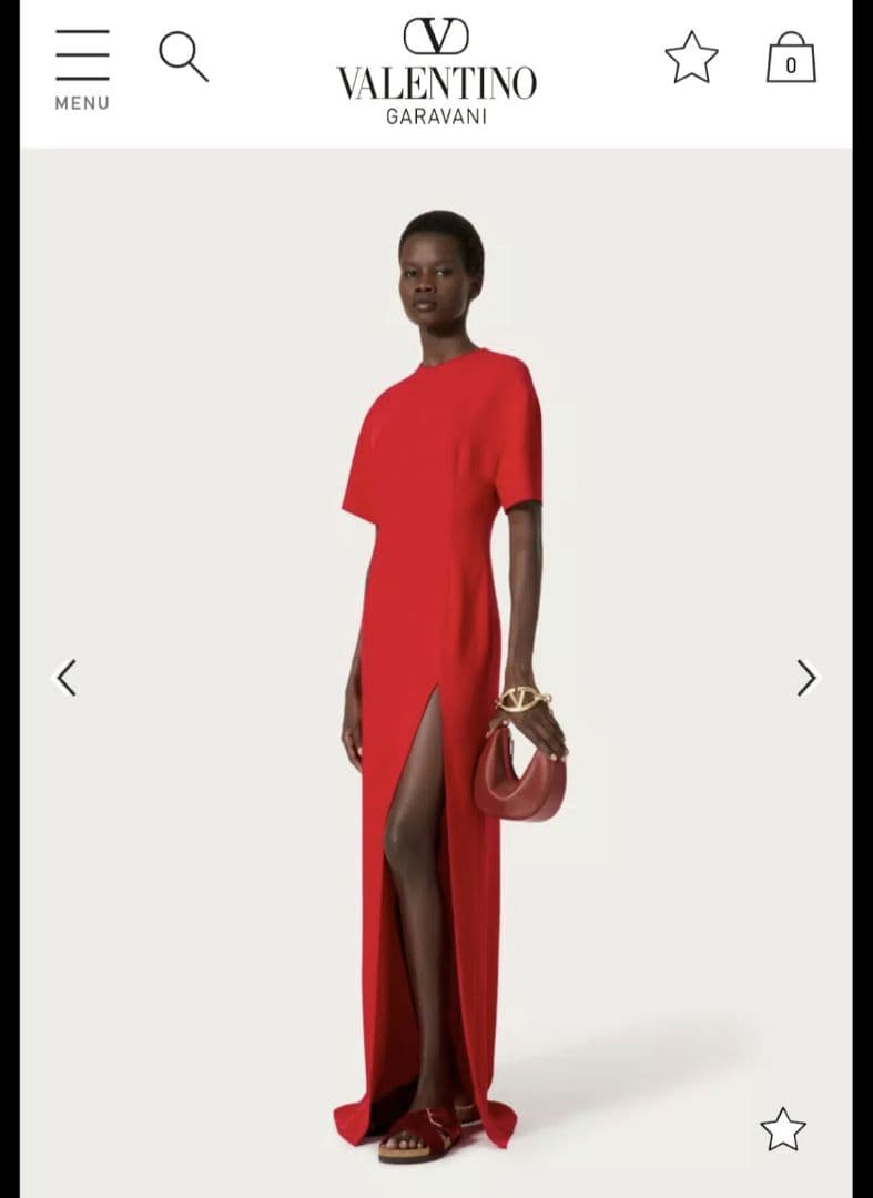 VALENTINO 赤 スリット入り ワンピース