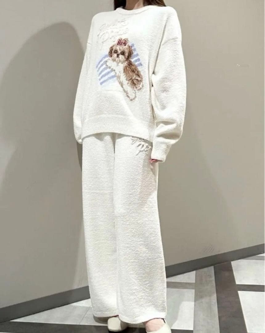 新品　ジェラートピケ好きさん　モコモコ　犬　シーズー　パジャマ　ルームウェア