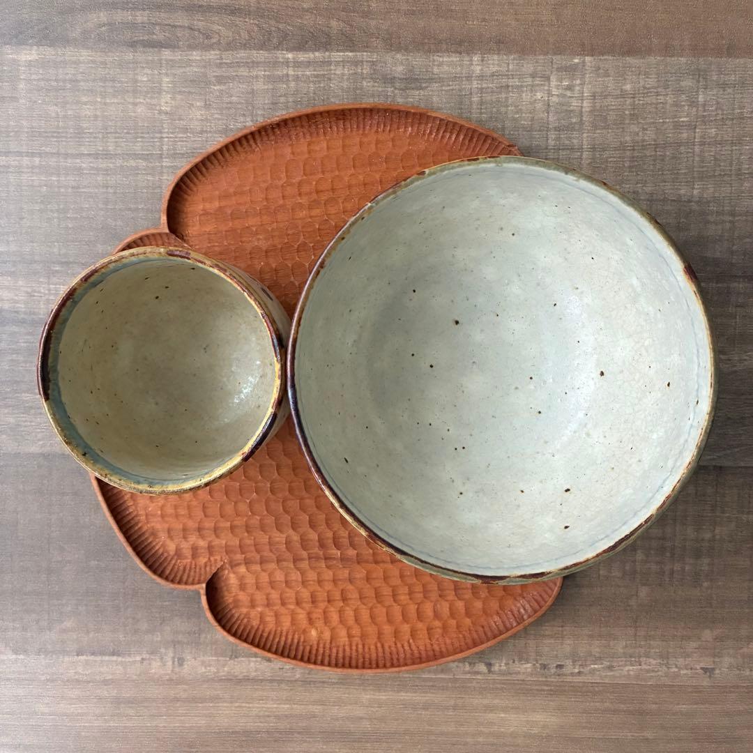 市野吉記さん（コウホ窯）安南手 丼＆湯呑みセット